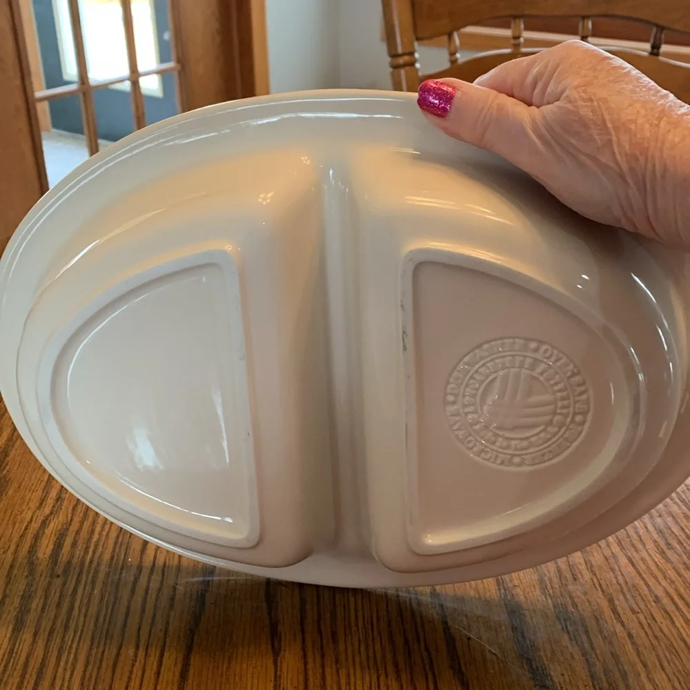 Longaberger Divided Serving Dish in Traditional Red.